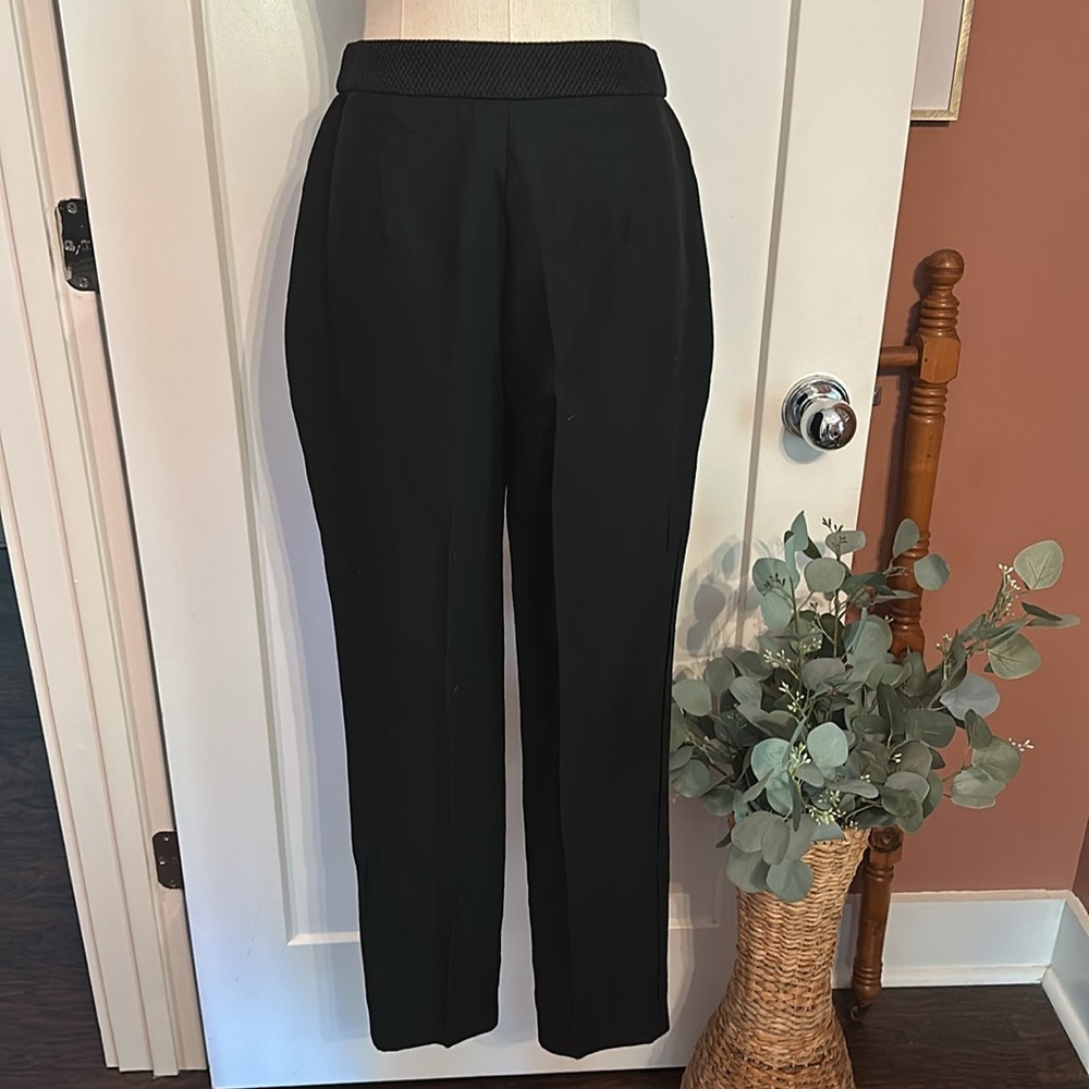 Alexander Wang high waisted black zipper red piping & leather pocket 8 pants - Picture 9 of 14